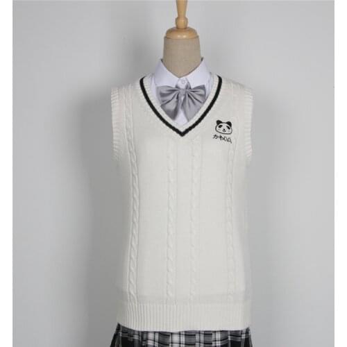 JK Vest japanese school uniform College British Style JK Uniform Embroidered Panda V-neck Baby Couple Sweater Vest