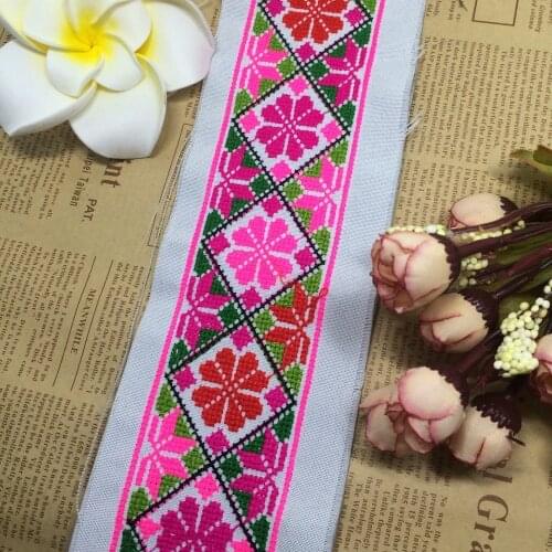Miao cross stitch crochet fabric lace sewing trim 5cm dress collar ribbon webbing ethnic tribal nepal thai india boho gypsy DIY