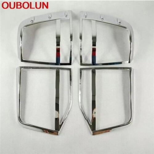 OUBOLUN 4pcs For Toyota Land Cruiser LC200 2016 ABS Chrome Plated Taillight Tail Light lamp Trims Cover Car Styling