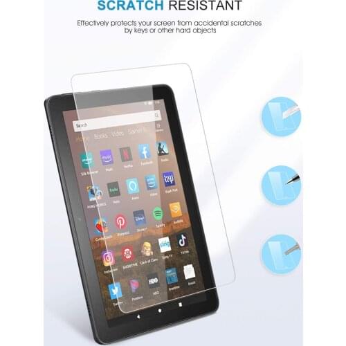 Tablet Tempered Glass Screen Protector Cover for Amazon Fire HD 8 10th Gen 2020 Tablet Scratch Resistant Protective Film