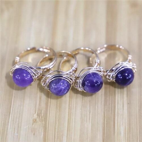 10 Mm Natural Stone Open Rings for Women Lapis Lazuli Malachite Opal Classical Rings for Lady Wedding Gifts for Girls Adjustable