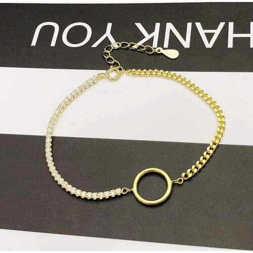 Circle geometric zircon woman bracelet 100% 925 Sterling Silver Jewelry fashion hypoallergenic silver bracelets woman gift