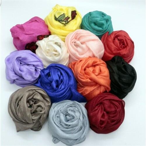 Soild embroider rose scarves fashion foulard silk-like new high quality bandana muslim hijab women scarf 10pcs/lot fast shipping