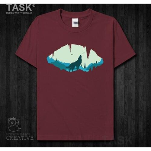 Animal illustration wolf creative print men t shirt casual trend Short sleeve clothes cotton Harajuku Streetwear tops 09 0003