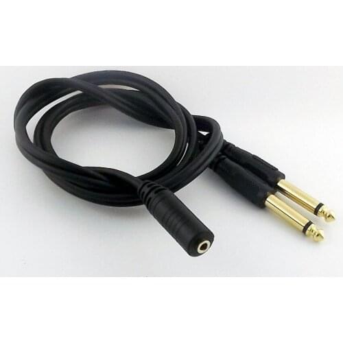 1pc 3.5mm 1/8" Female Stereo to Dual 6.35mm 1/4" Mono Male Gold Plated Plug Connector Adapter Y Splitter Cable 1m/1.5m