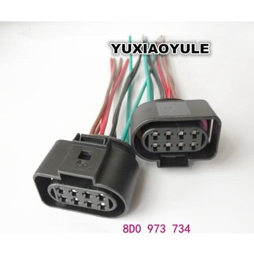 2/4/10pcs/lot 8 Pin 3.5mm Female Headlights Lamp Socket Connector Adapter Wire Cable For VW Audi A4 B5 8D0973734 8D0 973 734