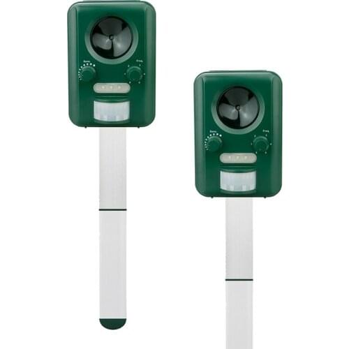 2X Free Shipping Solar ultrasonic animal repeller Bats Birds Dogs Cats Repeller Repellent PIR and LED flashing frighten animals