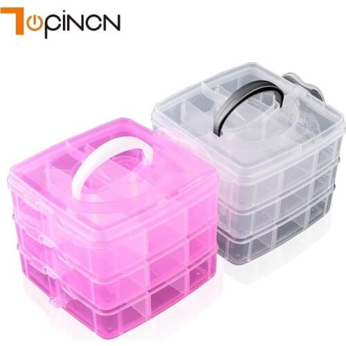 3-layer Detachable DIY Desktop Storage Box Clear Plastic Storage Box Jewelry Organizer Holder Cabinets For Beads Crafts Case