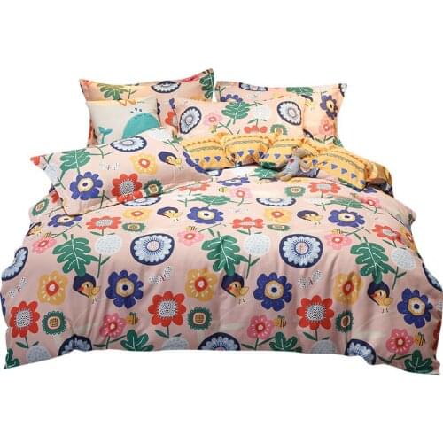 4pcs Bed Sheets Girls' Heart Bedding Student Dormitory Sheet Duvet Cover + Bed Sheet + Pillowcase Set Adult 200X230cm