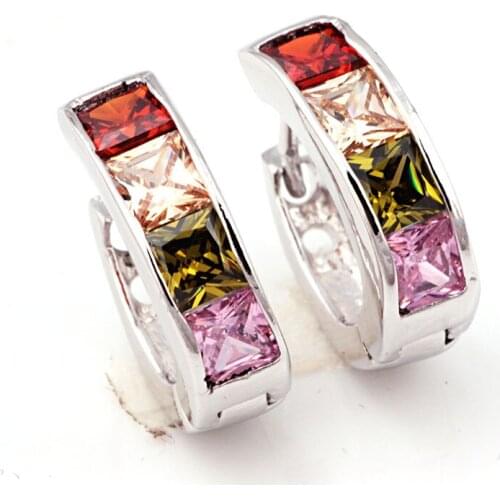 Classic Design Luxury 4 pcs CZ Crystal Engagement Hoop Earrings for Women