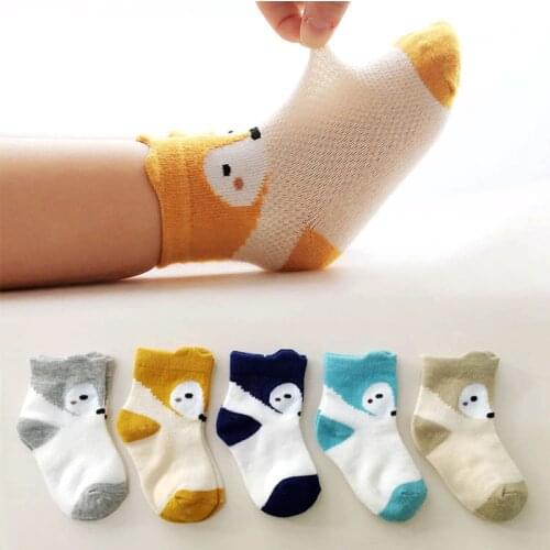 5 Pairs/Lot 0-6Y baby socks summer newborn cotton cartoon fox sokjes for boys girls sock breathable soft kids sock infant sokken
