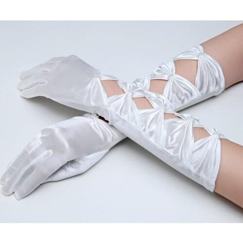 5pc /Lot Long finger bowknot princess girl gloves women dancing performance golves wholesale