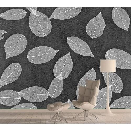 8d Silk Mural Wallpaper 3d Wall Paper Papers Home Decor Wallpapers for Living Room Self Adhesive Black White Leaf Murals Rolls