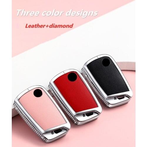 Diamond Leather Car Key Remote Cover Case For Volkswagen VW Tiguan MK2 Magotan Passat B8 CC 2017 2018 For Skoda Superb A7