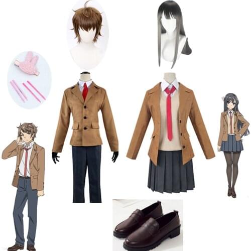 Anime Seishun Buta Yarou Series Cosplay Costume Sakurajima Mai Cosplay Full Set School Uniform Suits Azusagawa Sakuta Costumes