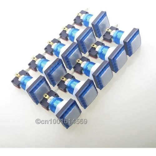 New Reyann 10pcs 34mm Arcade LED Buttons Angular Square Illuminated Push Button For Windows System & PC Controller Computer Game