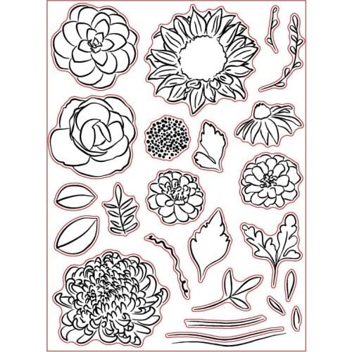 Blooming Sunflower Chrysanthemum Rose Set Clear Stamps for Scrapbooking Decorative Cards Paper Crafts Transparent Stamp New 2018