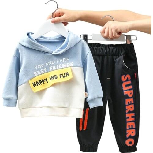 Spring Autumn Baby Cotton Clothing Fashion Children Boys Girls Hoodies Pants 2Pcs/Set Toddler Patchwork Clothes Hooded Tracksuit