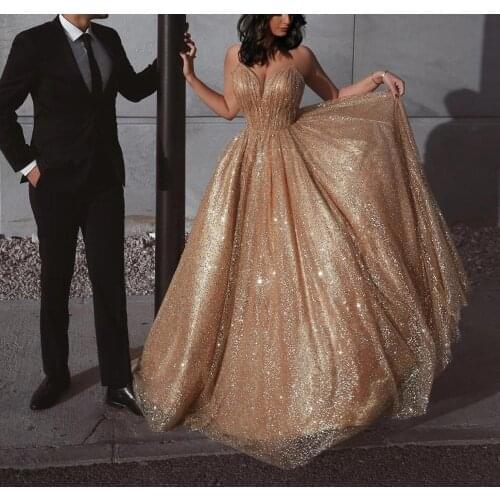 Long Glitter Prom Dresses Spaghetti Straps Backless Aline Formal Evening Party Ball Gowns Robe De Soiree