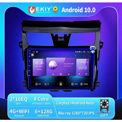 EKIY Autoradio For Nissan Teana Altima Tean 2013-2016 Android 10 Car Radio Tape Recorder Multimedia Blu-ray IPS Navi GPS Stereo