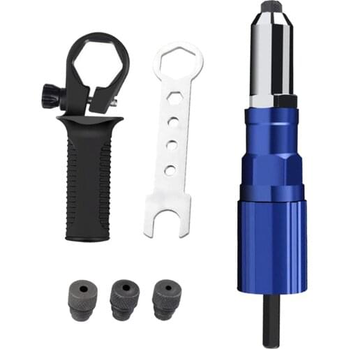 Electric Rivet Nut Gun Adapter Cordless Riveting Drill Adaptor Insert Nut Riveting Tools with Wrench Nozzles for Cordless Drill