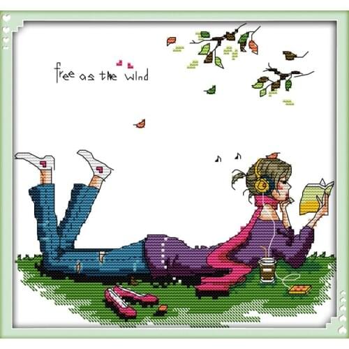 Free as the wind cross stitch kit cartoon 14ct 18ct count canvas stitches embroidery DIY handmade needlework plus