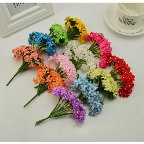 12pcs Artificial Plum Stamen Berry flowers for Wedding car Decoration Bride bouquet DIY Scrapbooking Wreath Fake Flowers