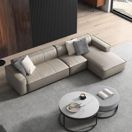 Italian minimalist living room modern simple small family head leather with Princess corner sofa