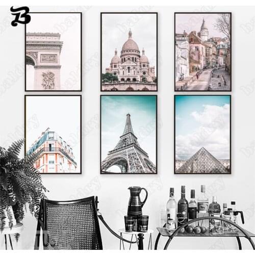 Famous Landscape Canvas Painting City Buildings Church Tower Wall Art Posters and Prints Wall Pictures for Living Room Decor