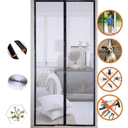 Magnetic Mosquito Net Summer Anti Bug Fly Door Curtains Mesh Automatic Closing Door Screen Kitchen Sticker Curtain