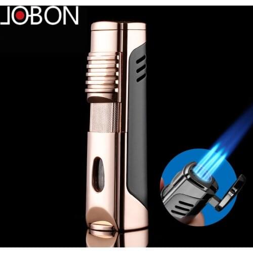 Jobon Metal Triple Torch Gas Window Lighter 1&3 Jet Gas Cigar Three Turbo Windproof Powerful Spray Gun Kitchen Pipe Lighter
