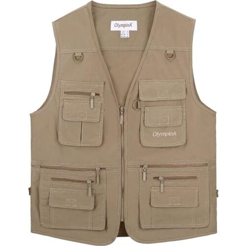 Photography Vests Cotton Casual Regular Outdoors Wasitcoat For Men Vest With Many Pockets Summer For Men Zipper Fishing Vest
