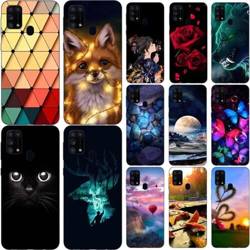 For Coque Samsung Galaxy M31 M315 SM-M315F 6.4 Inch Case Soft Silicone Bumper Cover For Samsung Galaxy M31 M 31 Case Cat Flower