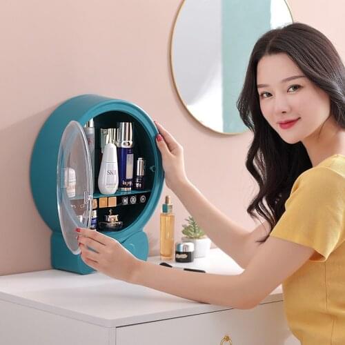 Bathroom Wall-mounted Makeup Organizer Punch-free Large Capacity Jewelry Cosmetic Storage Box Women Skin Care Beauty Rack