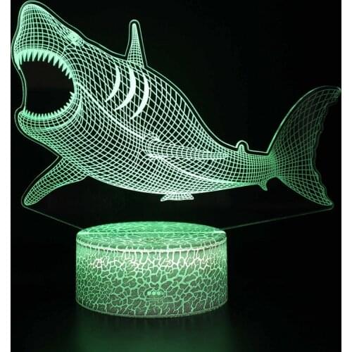 Desktop decoration Shark 3d Table Light Girl Decoration Room Lamp Crystal Table Lamp Creative 7 Color changes Night Light