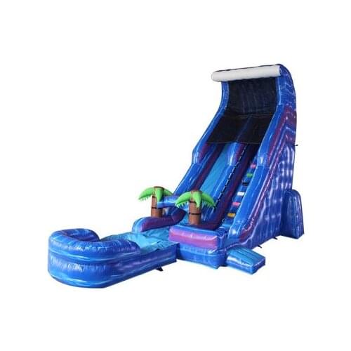 New arrvail directly selling cheap long water slide inflatable large slider with pool for sale