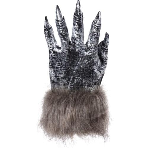 Unisex 2PCS Halloween Scary Horror Novelty Adults Silicone Halloween Wolf Gloves Paws Cosplay Prop Party Performance Costume