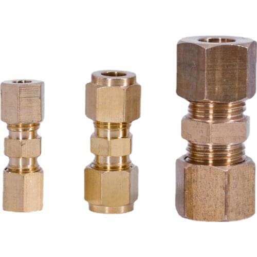 Fit 1/8" 3/16" 1/4" 5/16" 3/8" 1/2" 5/8" 3/4" OD Tube Compression Union Brass Pipe Fitting Connector Home Garden Oil Water Fuel