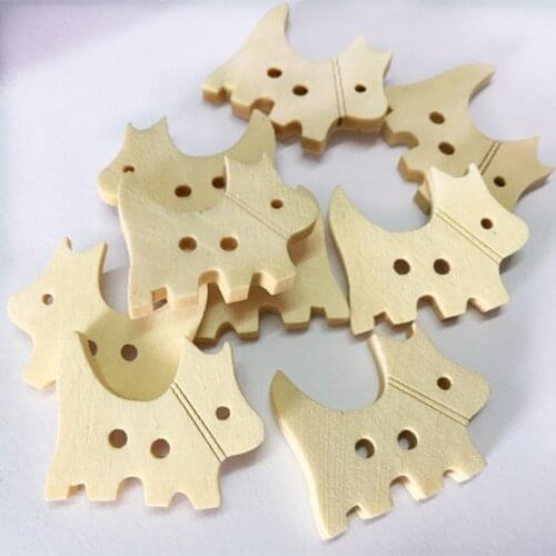 10PCs High Quality Wood Sewing Button Scrapbooking puppy Wood color Two Holes 24mm x 20mm