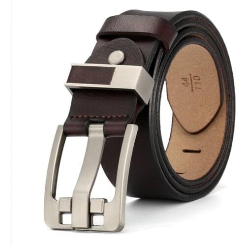 Soft belt famous brand Pin Buckle Cowhide Genuine Leather Belts Vintage wide Waistband Strap