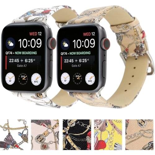 Newest Chain leather Wist Band for Apple Watch 38/40/42/44mm Strap Bracelet for iWatch Series SE 6 5 4 3 Watchband Accessories