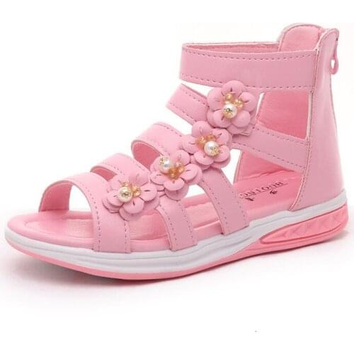 2019 Summer new style Baby Girl Sandal Children Sandal beautiful Gladiator Flower Kids Girls Shoes white pink