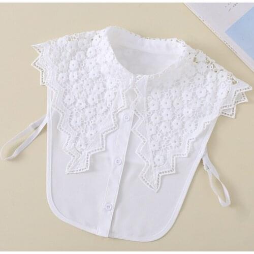 Big Lapel Fake Collar Chiffon Shirt Detachable Collar Half Shirt for Women Blouse Tops False Collars Vestido Ties Nep Kraagie