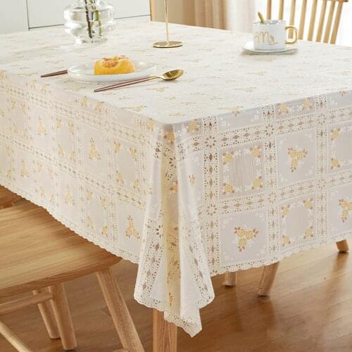PVC Tablecloth Geometric Floral Rectangle Soft Plastic Waterproof Oilcloth Living Room Kitchen Table Cover Cloth Mat Home Decor