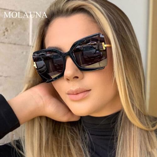 2021 Brand Designer T Sunglasses Women Oversized Square Metal Frame Sun glasses Female Big Shades Retro Glasses Oculos UV400