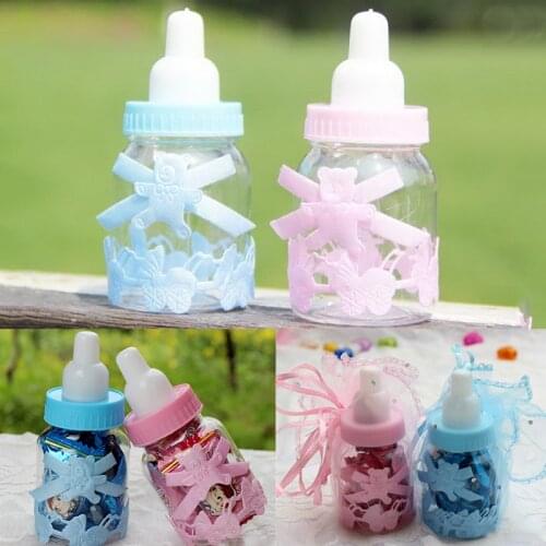 Favors Bottles Fillable Party Decorations Feeder Bottle Candy Box Cute Western Style Blue Pink Transparent Baby Shower Baptism