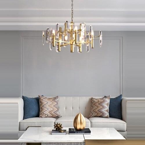 LED Postmodern Gold Chrome Crystal Designer Hanging Lamps Chandelier Lighting Lustre Suspension Luminaire Lampen For Foyer