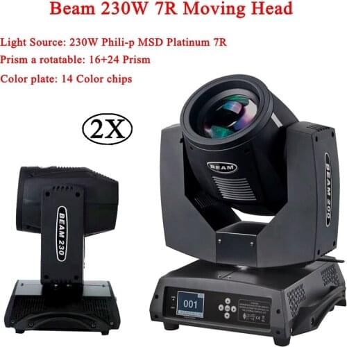 2Pcs/Lot LED 7R 230W DMX512 Moving Head Beam Pattern Prism Zoom Stage Dimming Lights DJ Disco Stage Spot light 16+24 Prism