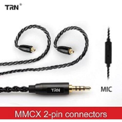 TRN 6 Core Silver Plated Copper Cable Upgraded MMCX/ 2pin 0.75MM Earphone High Purity With Mic For TRN VX BA8 V90 V80