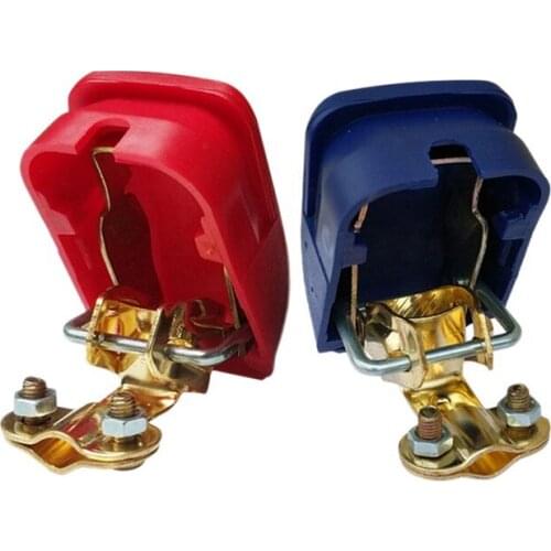 1 Pair Quick Release Top Post Battery Terminal Clamps, Quick Disconnect Battery Terminals with Red and Blue Cover